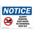 thumbnail image 1 of SignMission OS-NS-A-710-L-17946 7 x 10 in. OSHA Notice Sign - Quarry Workings Deep Water No Swimming Keep Out, 1 of 6