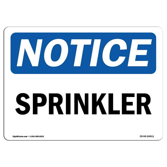 OSHA Notice Sign - Sprinkler | Aluminum Sign | Protect Your Business, Construction Site, Warehouse & Shop Area | Made in the USA