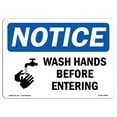 thumbnail image 1 of OSHA Notice Sign - Wash Hands Before Entering |  Aluminum Sign | Protect Your Business, Construction Site, Warehouse & Shop Area |  Made in the USA, 1 of 6