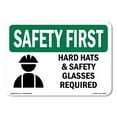 thumbnail image 1 of OSHA SAFETY FIRST Sign - Hard Hats & Safety Glasses Required With Symbol | Aluminum Sign | Protect Your Business, Work Site, Warehouse | Made in the USA, 1 of 6