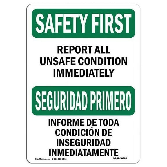 OSHA SAFETY FIRST Sign - Report All Accidents To Foreman | Aluminum Sign | Protect Your Business, Work Site, Warehouse & Shop Area | Made in the USA