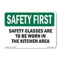 thumbnail image 1 of OSHA SAFETY FIRST Sign - Safety Glasses Are To Be Worn In The Kitchen Area | Aluminum Sign | Protect Your Business, Work Site, Warehouse | Made in the USA, 1 of 6