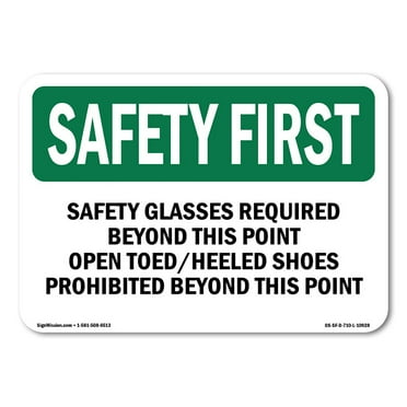 OSHA SAFETY FIRST Sign - Safety Glasses Required Beyond This Point | Aluminum Sign | Protect Your Business, Work Site, Warehouse | Made in the USA
