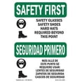 thumbnail image 1 of OSHA SAFETY FIRST Sign - Safety Glasses Safety Bilingual | Aluminum Sign | Protect Your Business, Work Site, Warehouse & Shop Area | Made in the USA, 1 of 6