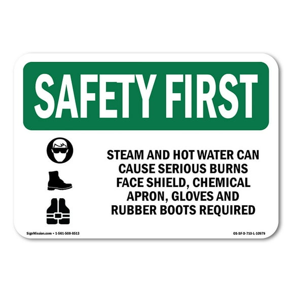 OSHA SAFETY FIRST Sign - Steam And Hot Water Can Cause With Symbol | Aluminum Sign | Protect Your Business, Work Site, Warehouse | Made in the USA