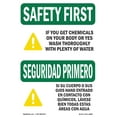 thumbnail image 1 of OSHA SAFETY FIRST Sign - You Get Chemicals Body Eyes Bilingual | Aluminum Sign | Protect Your Business, Work Site, Warehouse & Shop Area | Made in the USA, 1 of 6