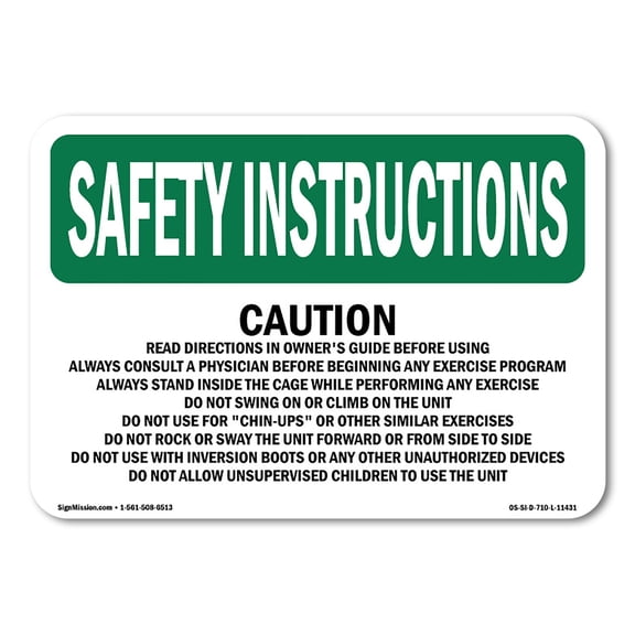OSHA SAFETY INSTRUCTIONS Sign - Caution Read Directions In Owner's Guide | Aluminum Sign | Protect Your Business, Work Site, Warehouse | Made in the USA