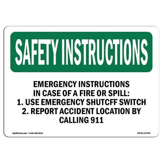 OSHA SAFETY INSTRUCTIONS Sign - Emergency Instructions In Case Of A Fire | Aluminum Sign | Protect Your Business, Work Site, Warehouse | Made in the USA