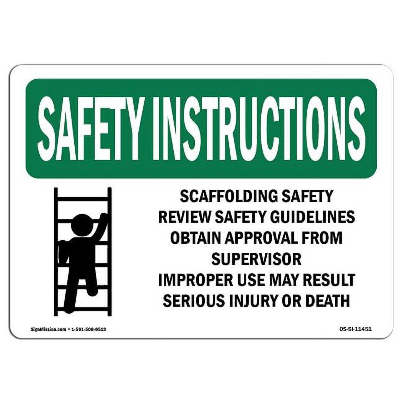 SignMission 7 x 10 in. OSHA Safety Instructions Sign - Scaffolding ...
