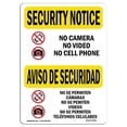 thumbnail image 1 of SignMission  7 x 10 in. OSHA Security Notice Sign - No Camera Video Cell Bilingual, 1 of 1