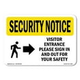 thumbnail image 1 of SignMission OS-SN-A-710-L-11661 7 x 10 in. OSHA Security Notice Sign - Visitor Entrance Please Sign In & Out for Your Safety, 1 of 6