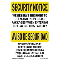 SignMission OS-SN-A-710-L-11678 7 x 10 in. OSHA Security Notice Sign - We Inspect All Packages Bilingual