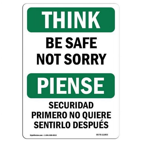 OSHA THINK Sign - Be Safe Lock It Out Bilingual | Aluminum Sign | Protect Your Business, Construction Site, Warehouse & Shop Area | Made in the USA
