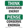 thumbnail image 1 of OSHA THINK Sign - Conserve Energy Bilingual | Aluminum Sign | Protect Your Business, Construction Site, Warehouse & Shop Area | Made in the USA, 1 of 6