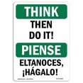 thumbnail image 1 of OSHA THINK Sign - Then Do It Bilingual | Aluminum Sign | Protect Your Business, Construction Site, Warehouse & Shop Area | Made in the USA, 1 of 6