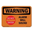 thumbnail image 1 of OSHA WARNING Sign - Alarm Will Sound With Symbol | Aluminum Sign | Protect Your Business, Construction Site, Warehouse & Shop Area | Made in the USA, 1 of 6