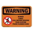 thumbnail image 1 of OSHA WARNING Sign - Custom Buried Cable Call Before Digging | Aluminum Sign | Protect Your Business, Work Site, Warehouse & Shop Area | Made in the USA, 1 of 6