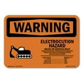 thumbnail image 1 of SignMission OS-WS-A-710-L-12593 7 x 10 in. OSHA Warning Sign - Electrocution Hazard Crane, 1 of 6