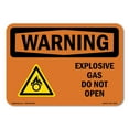 thumbnail image 1 of OSHA WARNING Sign - Explosive Gas Do Not Open With Symbol | Aluminum Sign | Protect Your Business, Work Site, Warehouse & Shop Area | Made in the USA, 1 of 6