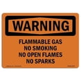 thumbnail image 1 of OSHA WARNING Sign - Flammable Gas No Smoking No Open Flames No Sparks | Aluminum Sign | Protect Your Business, Work Site, Warehouse | Made in the USA, 1 of 6