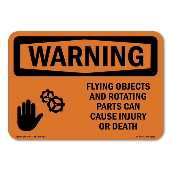 OSHA WARNING Sign - Flying Objects And Rotating Parts | Aluminum Sign | Protect Your Business, Construction Site, Warehouse & Shop Area | Made in the USA