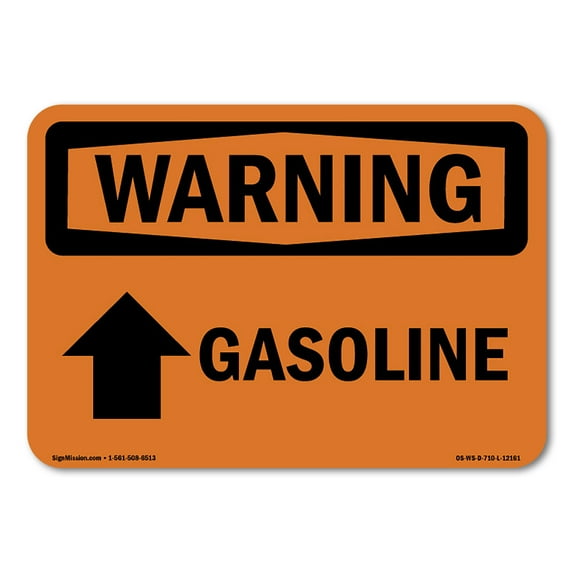 SignMission OS-WS-A-710-L-12161 7 x 10 in. OSHA Warning Sign - Gasoline Up Arrow with Symbol