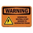 thumbnail image 1 of SignMission OS-WS-A-710-L-12162 7 x 10 in. OSHA Warning Sign - Generator Neutral is Not Bonded with Symbol, 1 of 6