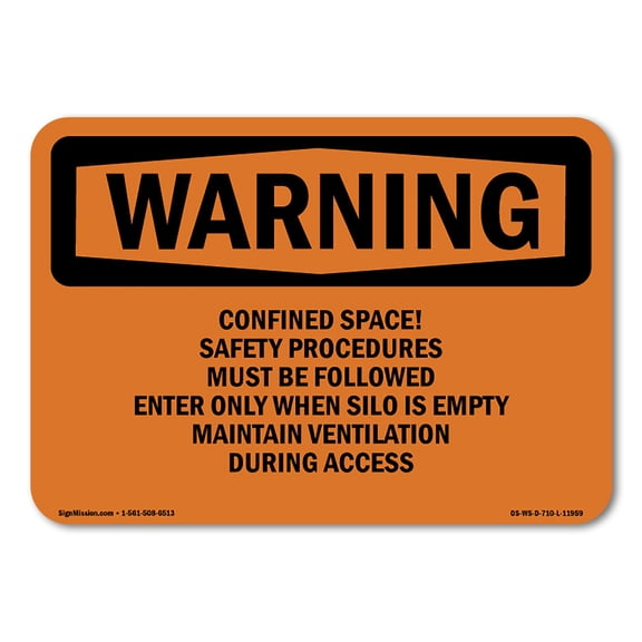 OSHA WARNING Sign - Grain Bin Silo Safety | Aluminum Sign | Protect Your Business, Construction Site, Warehouse & Shop Area | Made in the USA
