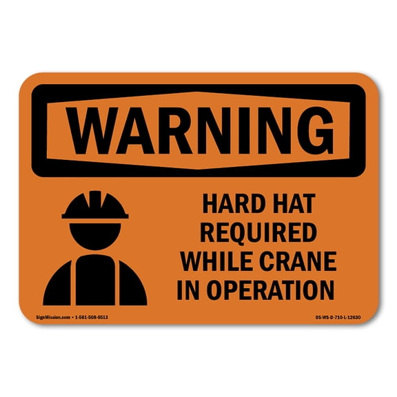 OSHA Danger Hard Hat Area Sign - 14x10 Inch Aluminum Safety Sign, Made In USA For Construction & Workplaces