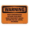 thumbnail image 1 of SignMission OS-WS-A-710-L-12207 7 x 10 in. OSHA Warning Sign - Keep Contaminates Outside Your Body Wash, 1 of 6