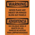 thumbnail image 1 of SignMission OS-WS-A-710-L-12689 7 x 10 in. OSHA Warning Sign - Never Place Any Object Panels Bilingual, 1 of 6