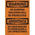 thumbnail image 1 of SignMission OS-WS-A-710-L-12702 7 x 10 in. OSHA Warning Sign - No Dumping Violators Prosecuted Bilingual, 1 of 6
