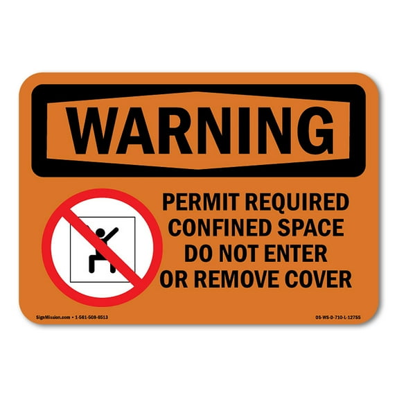 OSHA WARNING Sign - Permit Required Confined With Symbol | Aluminum Sign | Protect Your Business, Construction Site, Warehouse & Shop Area | Made in the USA