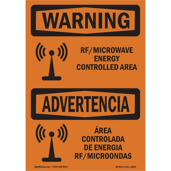 OSHA WARNING Sign - Rf Microwave Energy Controlled Area | Aluminum Sign | Protect Your Business, Construction Site, Warehouse & Shop Area | Made in the USA