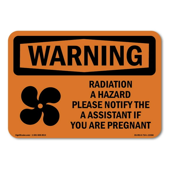 SignMission OS-WS-A-710-L-12358 7 x 10 in. OSHA Warning Sign - Radiation Hazard Please Notify with Symbol