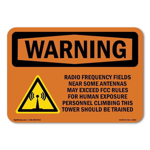 SignMission OS-WS-A-710-L-12364 7 x 10 in. OSHA Warning Sign - Radio Frequency Fields Near with Symbol