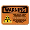 thumbnail image 1 of OSHA WARNING Sign - Radio Frequency Fields Within With Symbol | Aluminum Sign | Protect Your Business, Work Site, Warehouse & Shop Area | Made in the USA, 1 of 6
