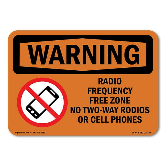 OSHA WARNING Sign - Radio Frequency Free Zone With Symbol | Aluminum Sign | Protect Your Business, Work Site, Warehouse & Shop Area | Made in the USA