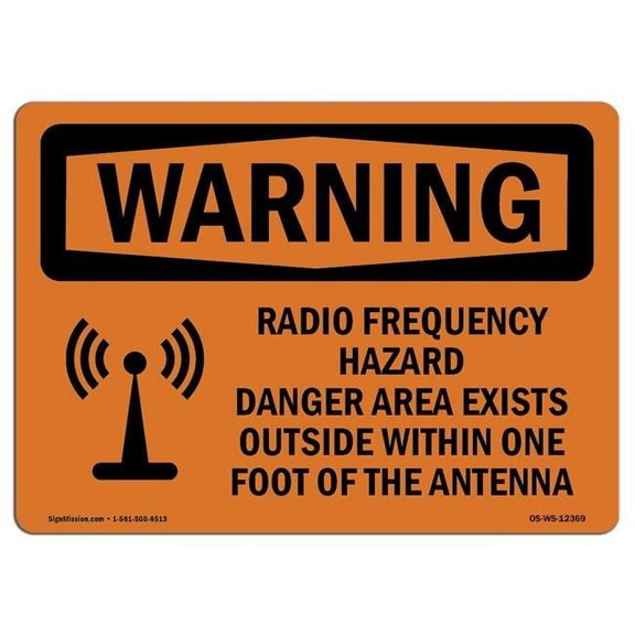 OSHA WARNING Sign - Radio Frequency Hazard Danger With Symbol | Aluminum Sign | Protect Your Business, Work Site, Warehouse & Shop Area | Made in the USA