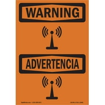 OSHA WARNING Sign - Symbol Radio Frequency Hazard Bilingual | Aluminum Sign | Protect Your Business, Work Site, Warehouse & Shop Area | Made in the USA