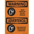thumbnail image 1 of OSHA WARNING Sign - Wear Goggles Face Shield Bilingual | Aluminum Sign | Protect Your Business, Construction Site, Warehouse & Shop Area | Made in the USA, 1 of 6