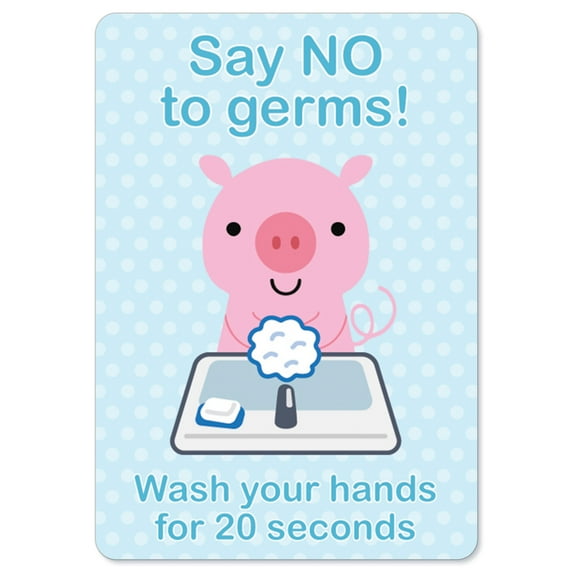 Public Safety Sign - Say No To Germs! Wash Hands For 20 Seconds | Aluminum Sign | Protect Your Business, Municipality, Home & Colleagues | Made in the USA
