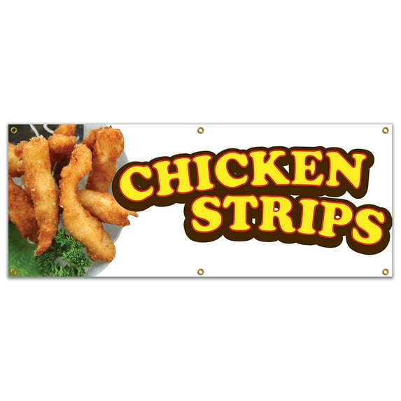 SignMission B-72 Chicken Strips19 72 in. Concession Stand Food Truck Single Sided Banner - Chicken Strips