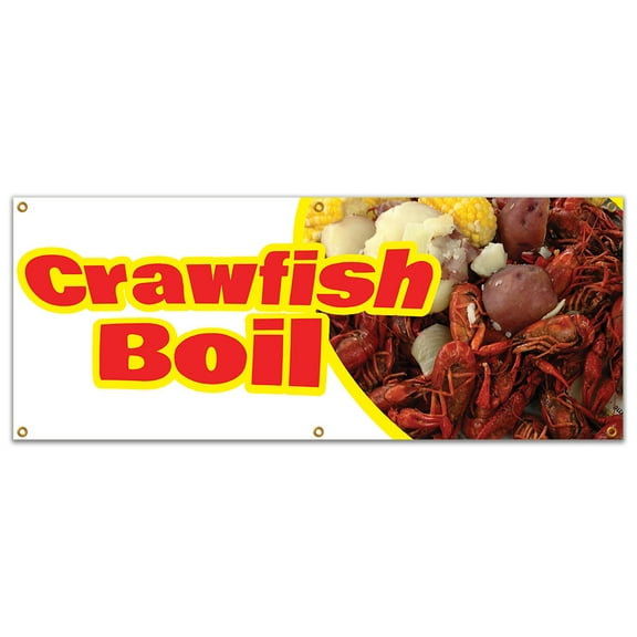SignMission B-72 Crawfish Boil19 72 in. Concession Stand Food Truck Single Sided Banner - Crawfish Boil