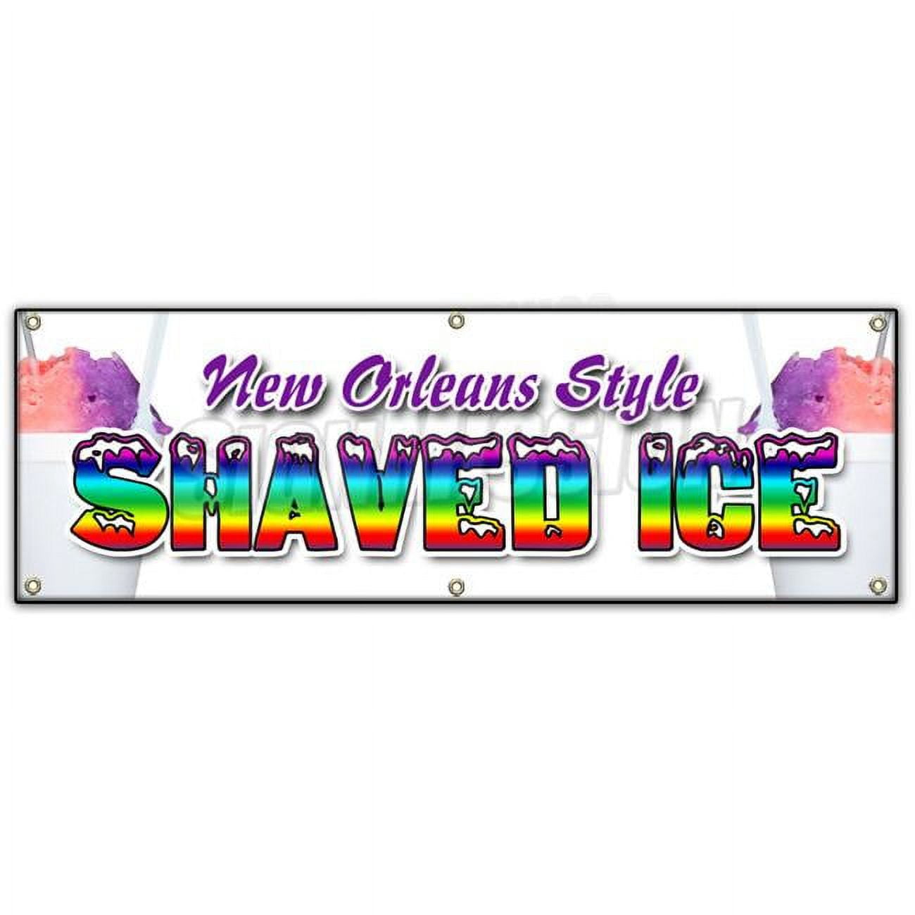 SignMission 72 in. New Orleans Style Shaved Ice Banner Sign Snow Cones Balls Fruit Flavors