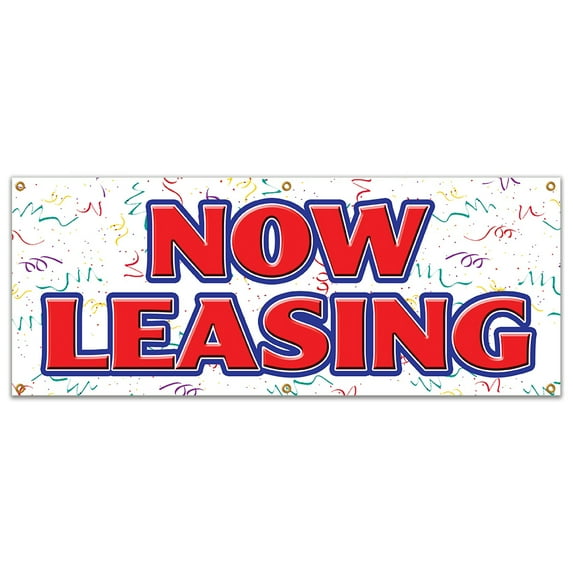 72" NOW LEASING BANNER SIGN for lease rent office retail space apartment apt