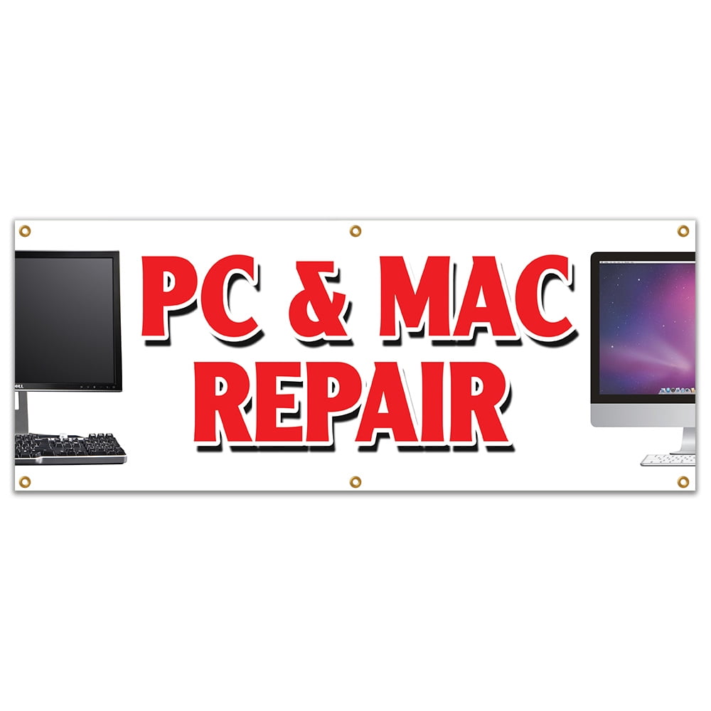 Computer Repairs Signs SignMission B-72 Pc & Mac Repair 72 in. Pc & Mac Repair Banner Sign ...