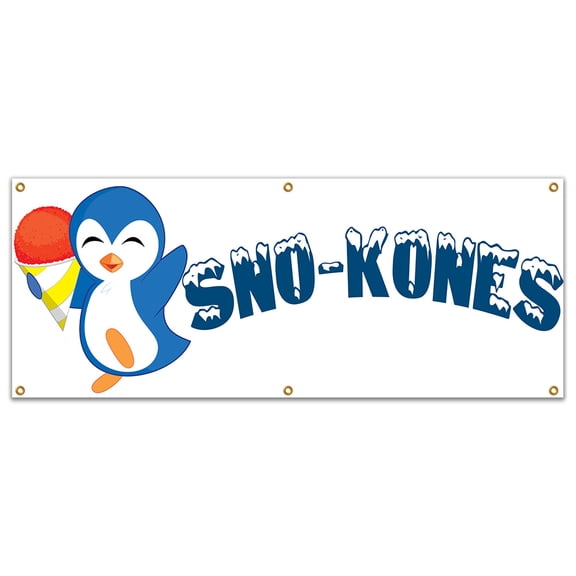 SignMission B-72 Sno Kones 72 in. Sno Kones Banner 24 x Heavy Duty 13 oz Vinyl Banner with Grommets Single Sided