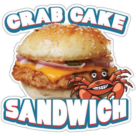 SignMission 8 in. Decal Concession Stand Food Truck Sticker - Crab Cake Sandwich
