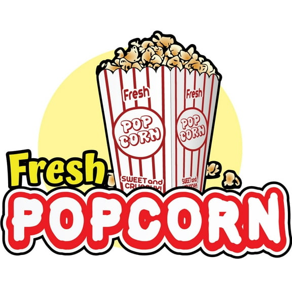 SignMission 8 in. Fresh Popcorn Concession Decal Sign with Cart Trailer Stand Sticker Equipment